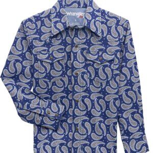 XL Wrangler 20X Boys' Paisley Print Long Sleeve Snap Stretch Western Shirt